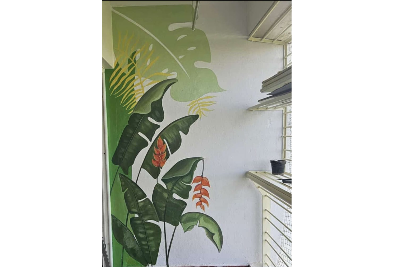 ColourDrive-ColourDrive Tropical Art Work House Wall Free Hand Art Design Painting  for Living Room,Master Bedroom